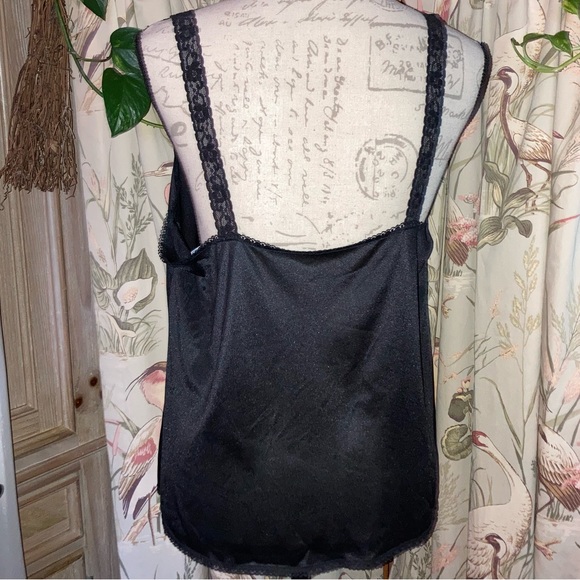 Vintage 80s 90s Maidenform Camisole Lingerie Sleepwear Black Lace sz 40 - Picture 5 of 9